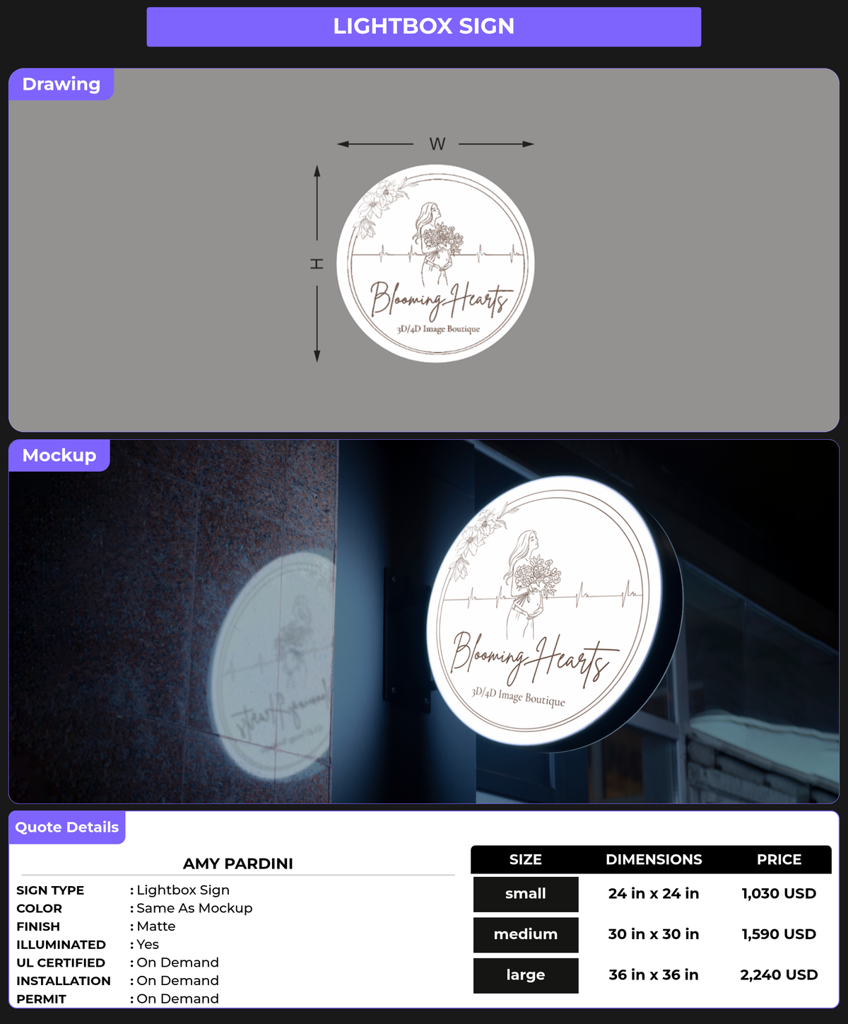 CUSTOM MOCKUP SIGN FOR Amy Pardini