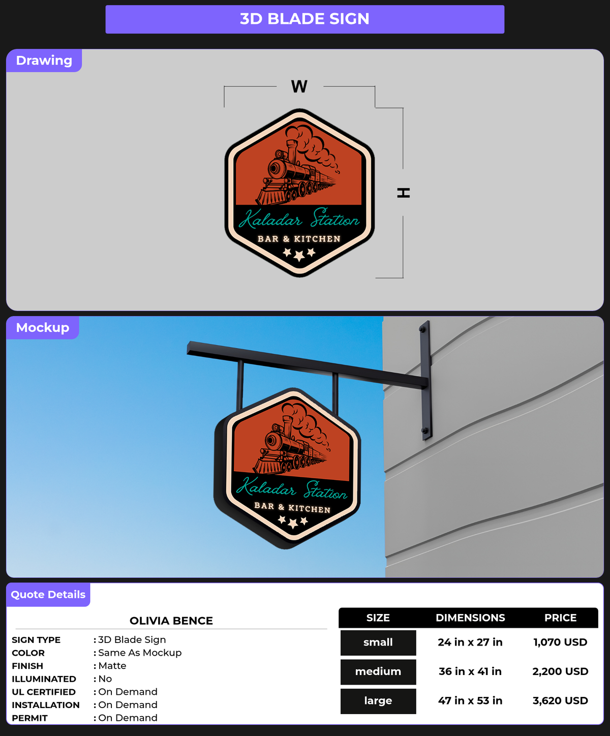 CUSTOM MOCKUP SIGN FOR Olivia Bence