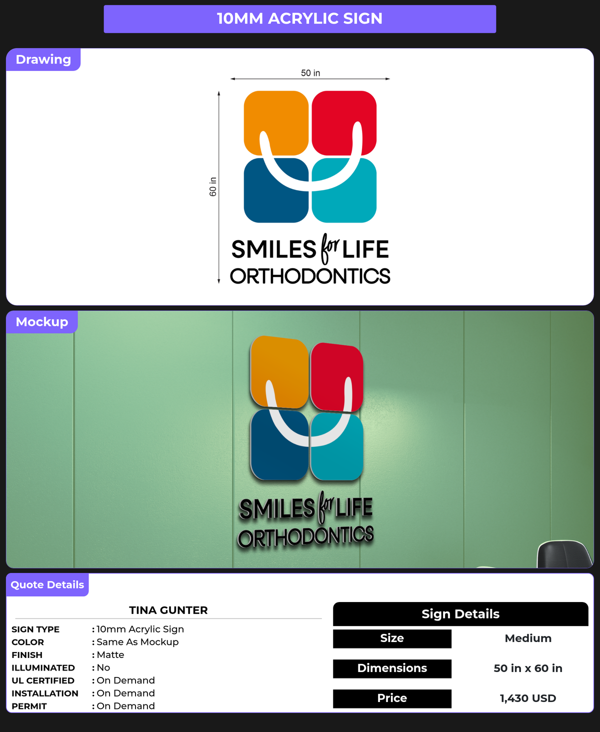 CUSTOM MOCKUP SIGN FOR Tina Gunter