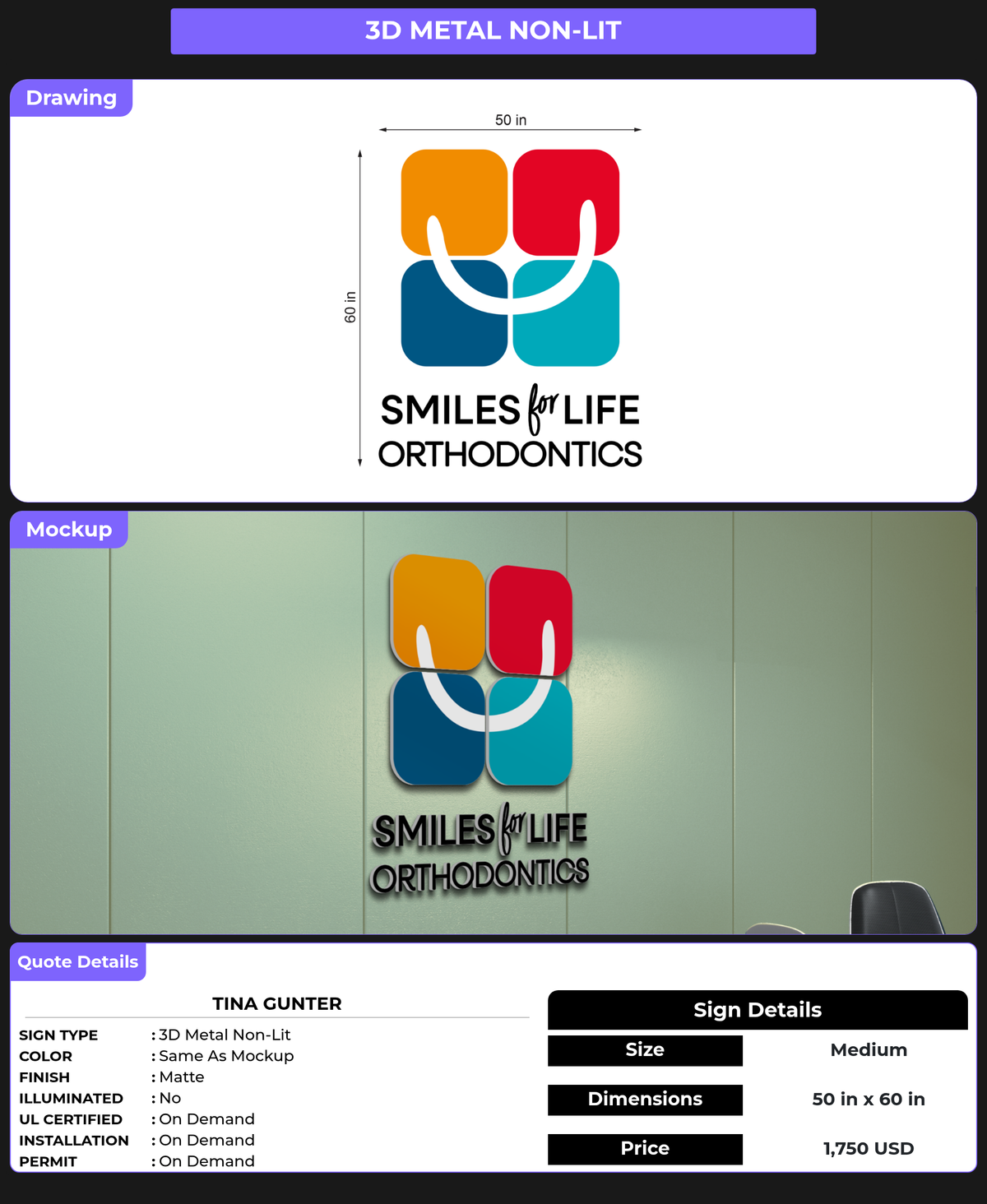 CUSTOM MOCKUP SIGN FOR Tina Gunter