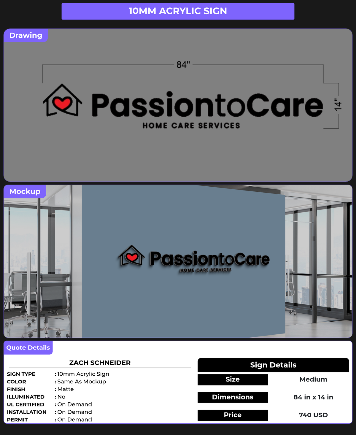 CUSTOM MOCKUP SIGN FOR Zach Schneider