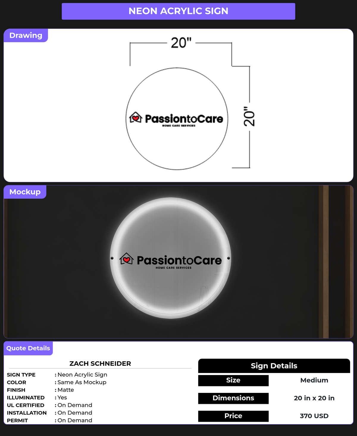 CUSTOM MOCKUP SIGN FOR Zach Schneider