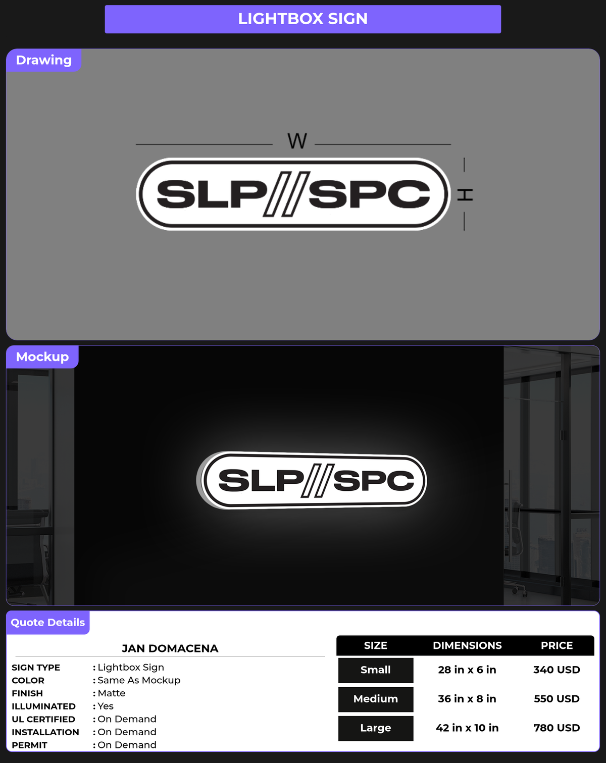 CUSTOM MOCKUP SIGN FOR Jan Domacena