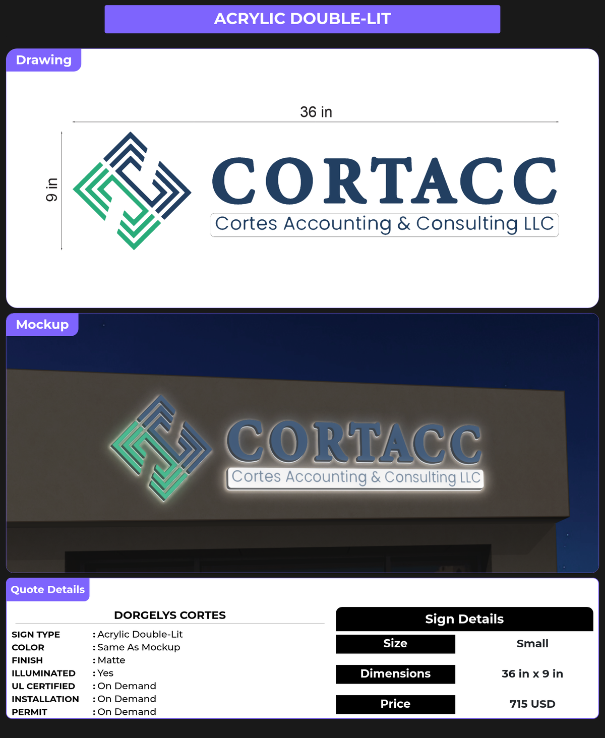 CUSTOM MOCKUP SIGN FOR Dorgelys Cortes