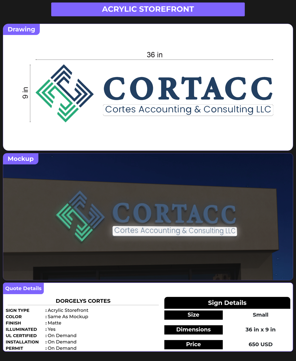CUSTOM MOCKUP SIGN FOR Dorgelys Cortes