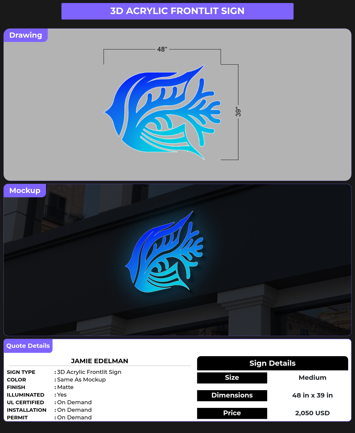 CUSTOM MOCKUP SIGN FOR Jamie Edelman