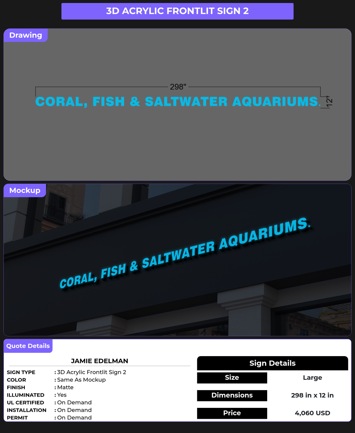 CUSTOM MOCKUP SIGN FOR Jamie Edelman