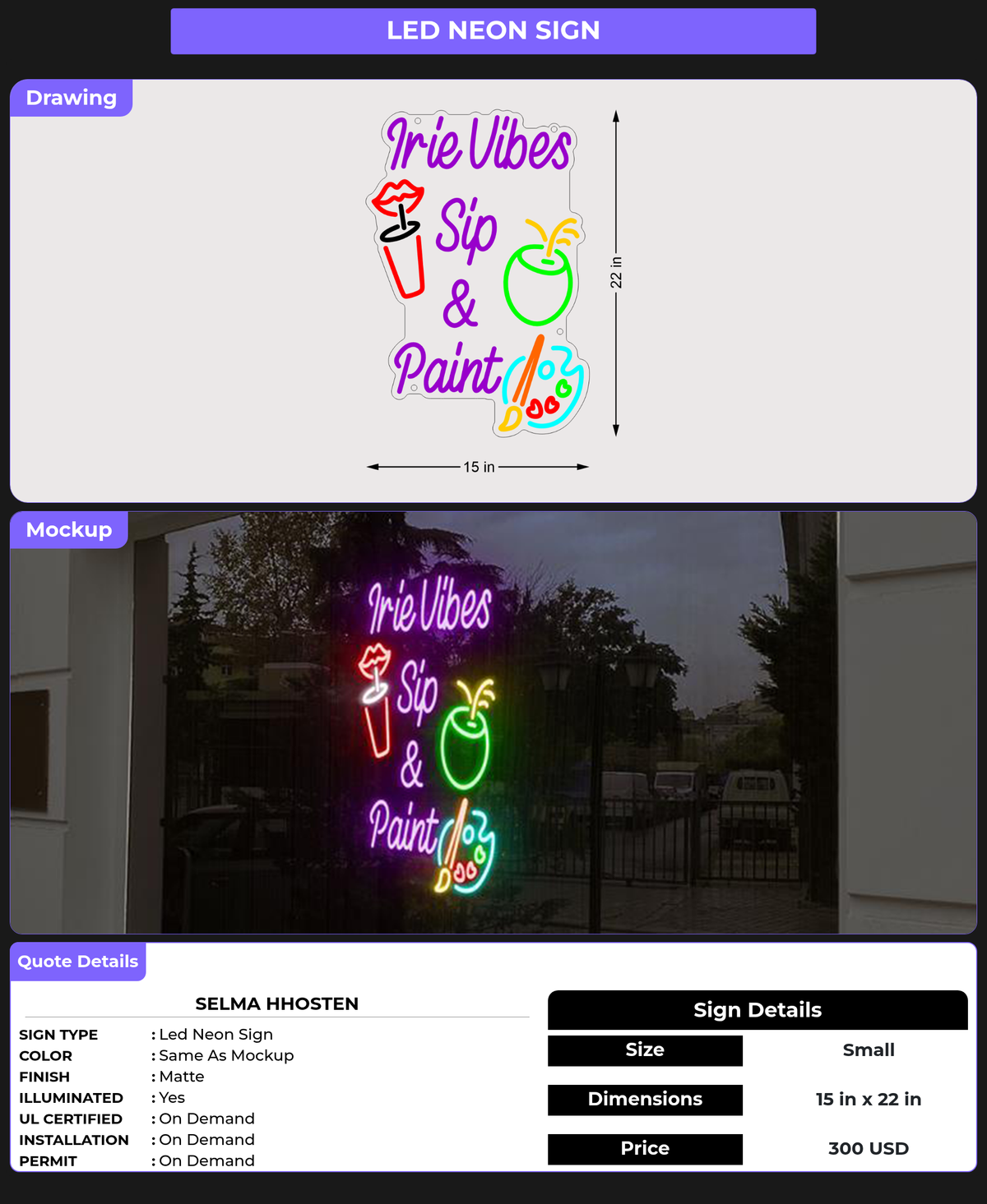 CUSTOM MOCKUP SIGN FOR Selma hhosten