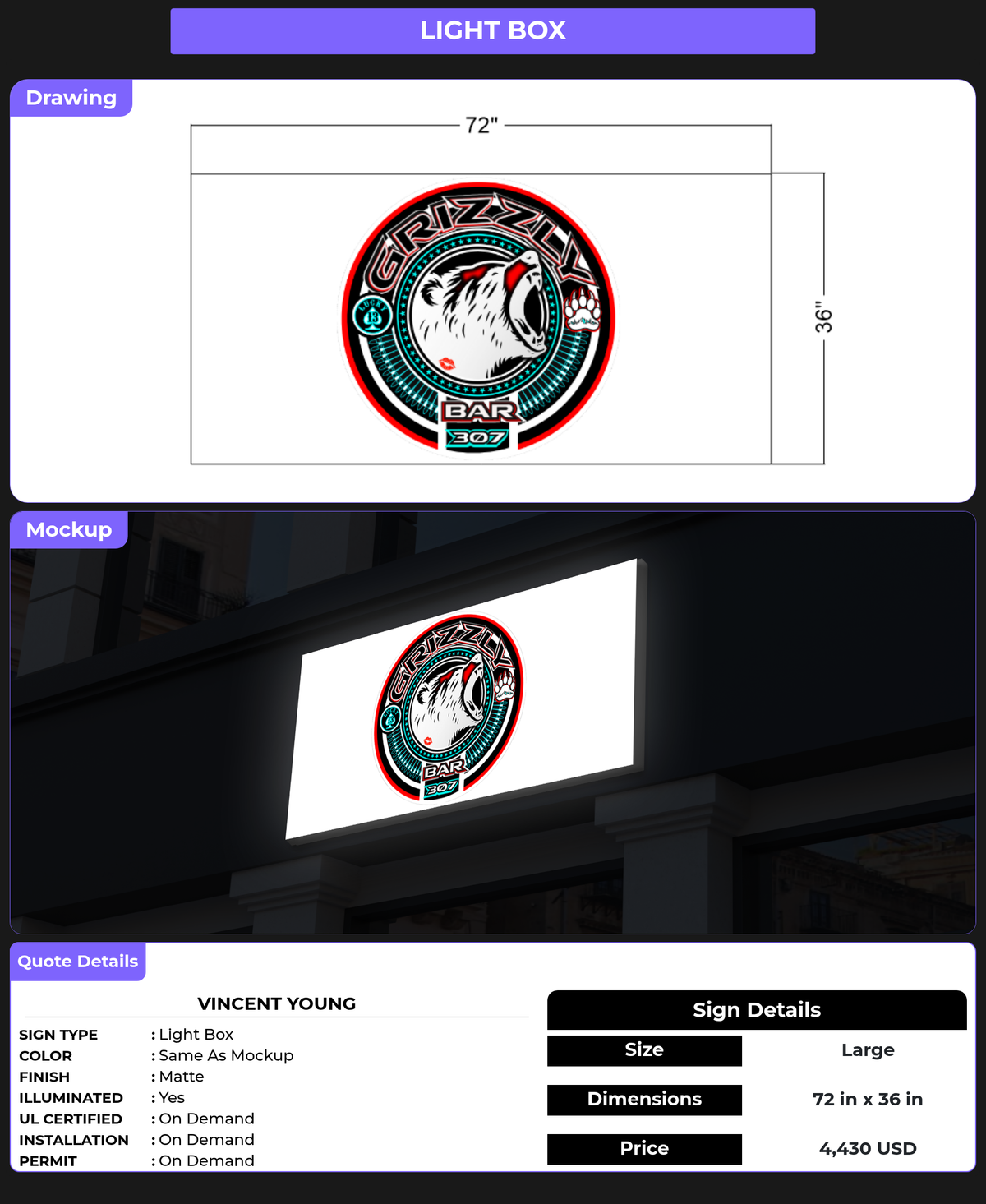 CUSTOM MOCKUP SIGN FOR Vincent Young