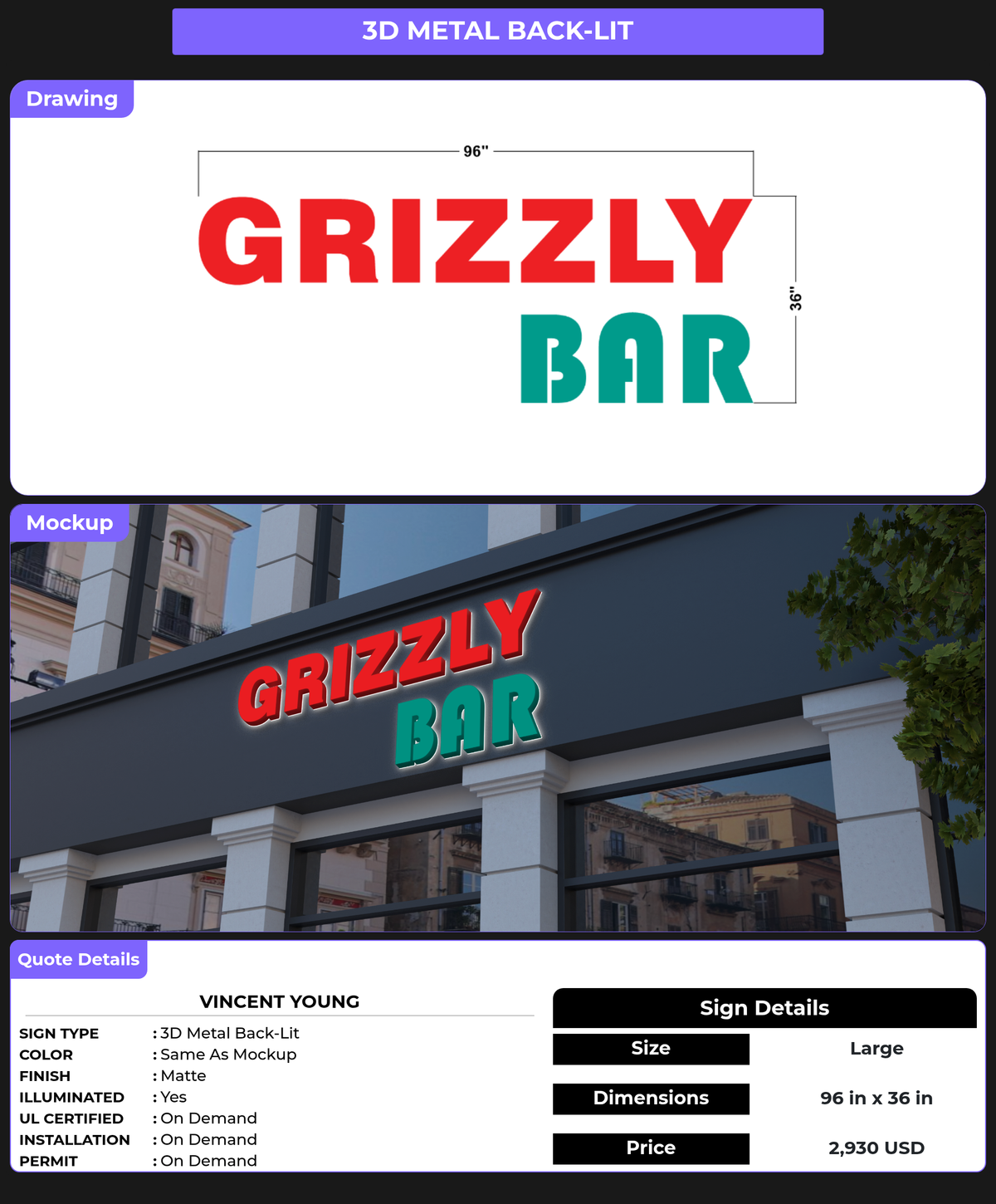 CUSTOM MOCKUP SIGN FOR Vincent Young