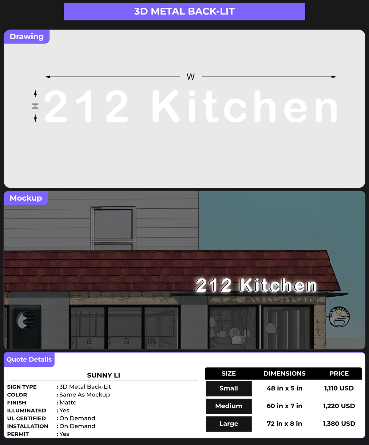 CUSTOM MOCKUP SIGN FOR Sunny Li