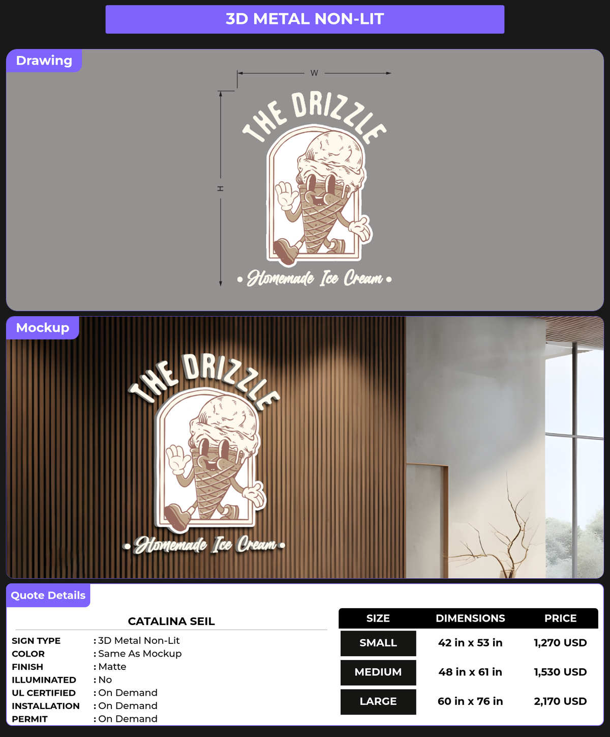 CUSTOM MOCKUP SIGN FOR Catalina Seil