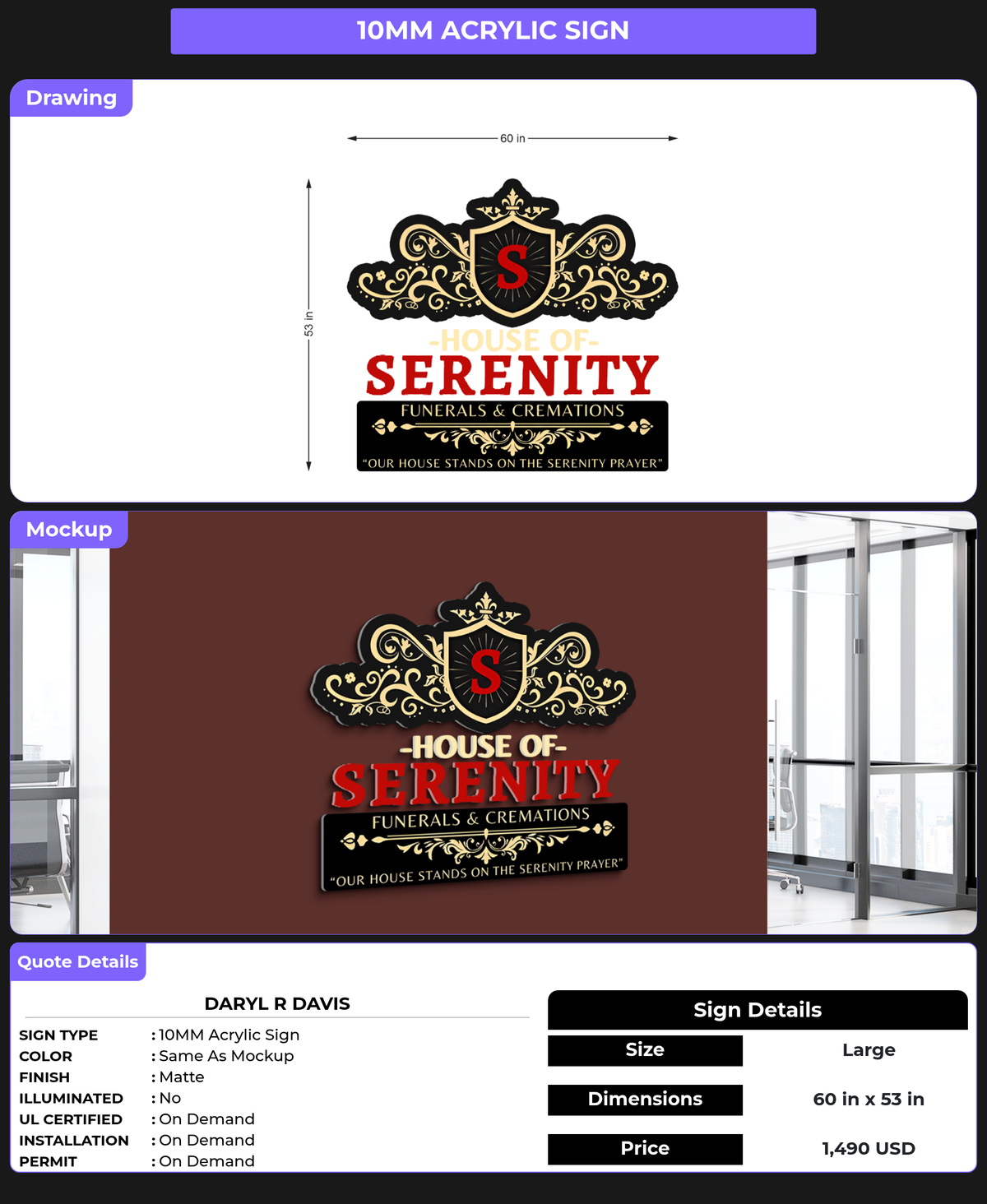 CUSTOM MOCKUP SIGN FOR Daryl R Davis