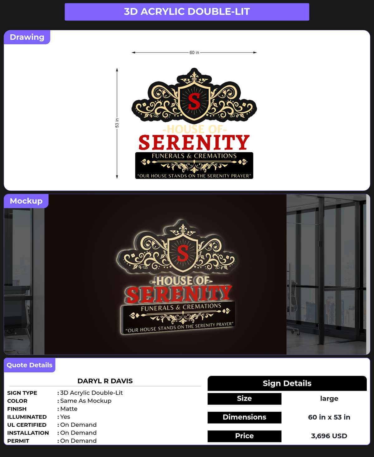 CUSTOM MOCKUP SIGN FOR Daryl R Davis