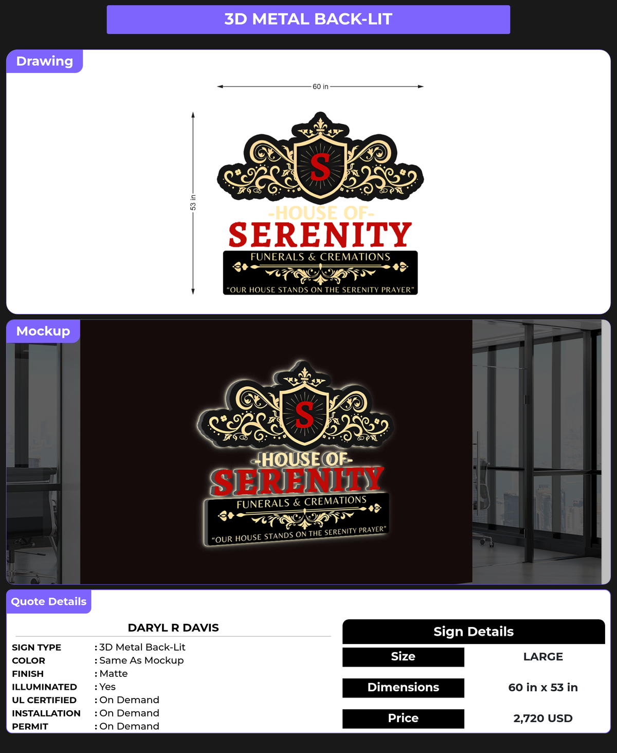 CUSTOM MOCKUP SIGN FOR Daryl R Davis