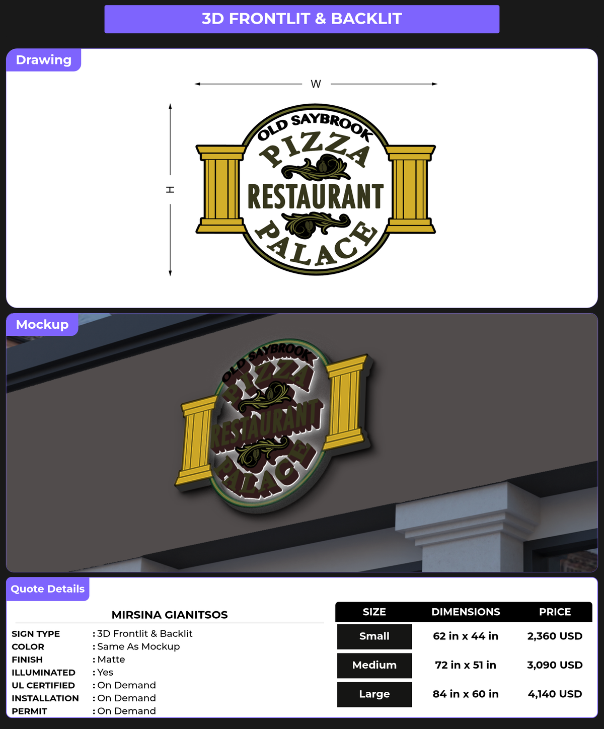 CUSTOM MOCKUP SIGN FOR Mirsina Gianitsos