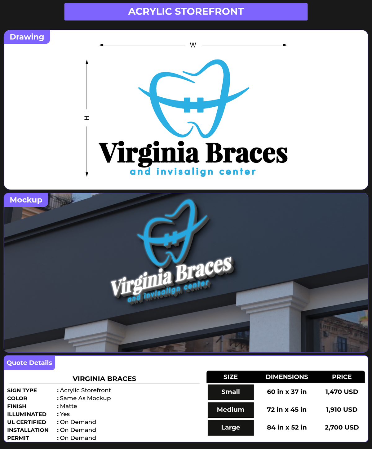 CUSTOM MOCKUP SIGN FOR Virginia Braces