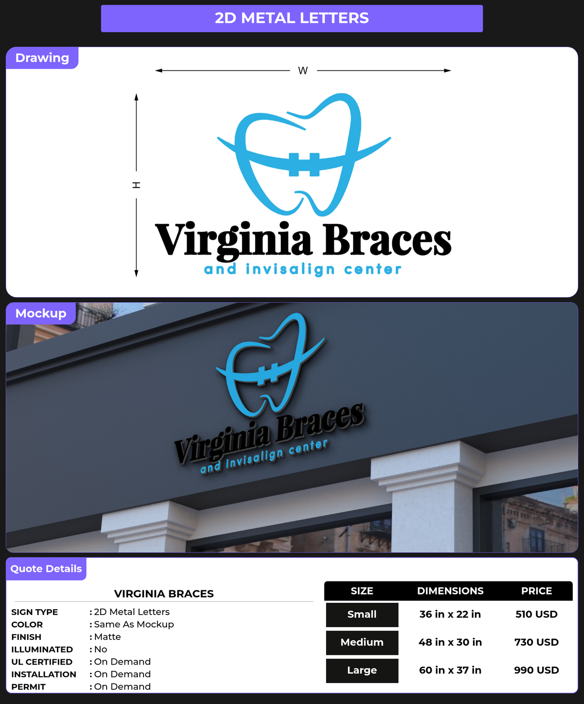 CUSTOM MOCKUP SIGN FOR Virginia Braces