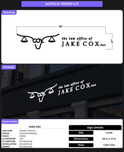 CUSTOM MOCKUP SIGN FOR Jake Cox