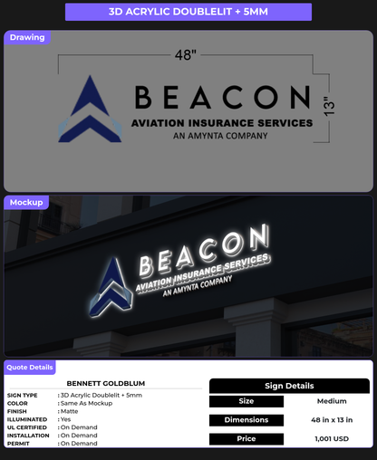 CUSTOM MOCKUP SIGN FOR Bennett Goldblum
