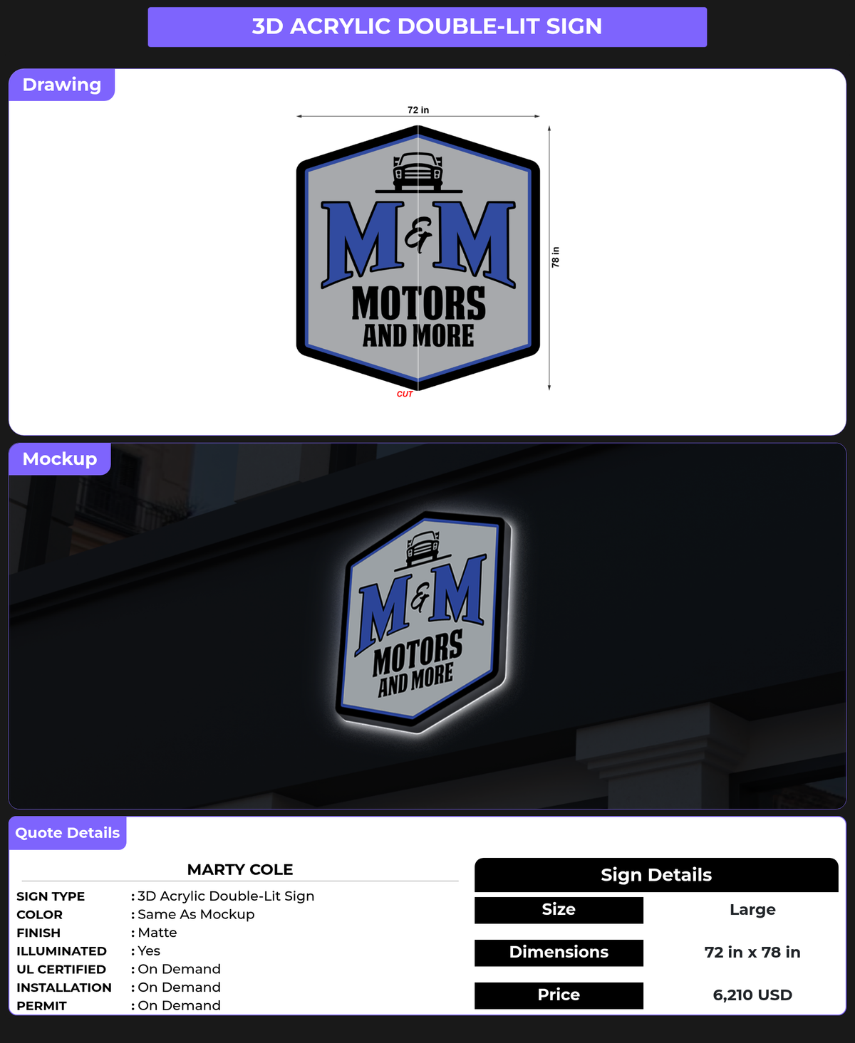 CUSTOM MOCKUP SIGN FOR Marty Cole