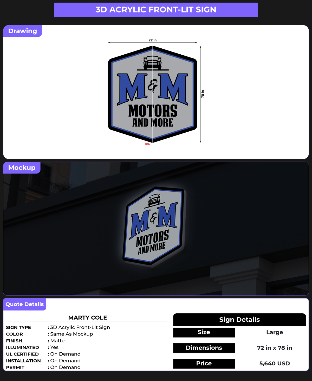 CUSTOM MOCKUP SIGN FOR Marty Cole