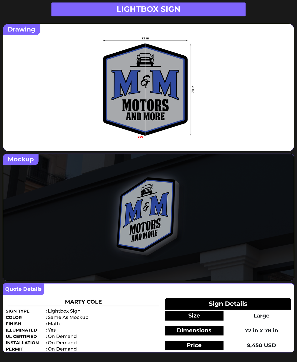 CUSTOM MOCKUP SIGN FOR Marty Cole