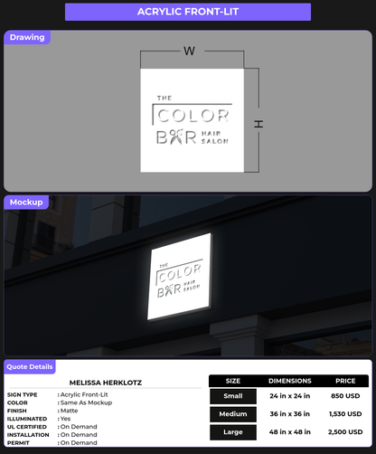 CUSTOM MOCKUP SIGN FOR Melissa Herklotz