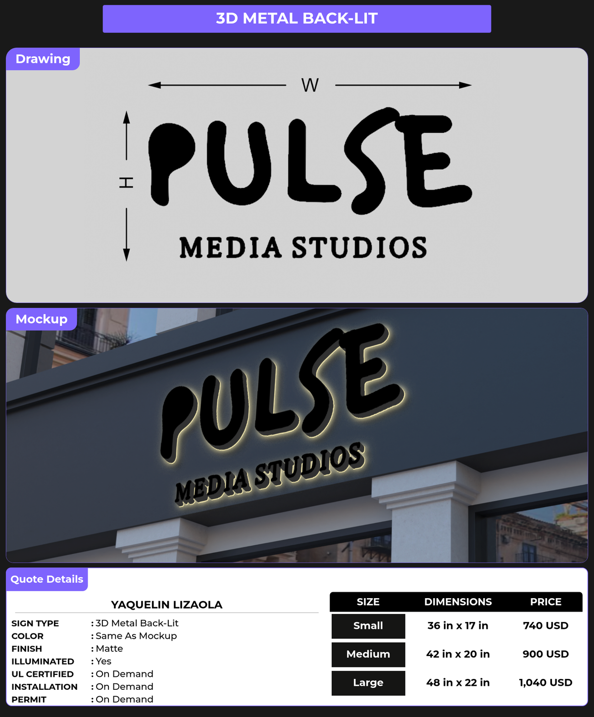 CUSTOM MOCKUP SIGN FOR YAQUELIN LIZAOLA