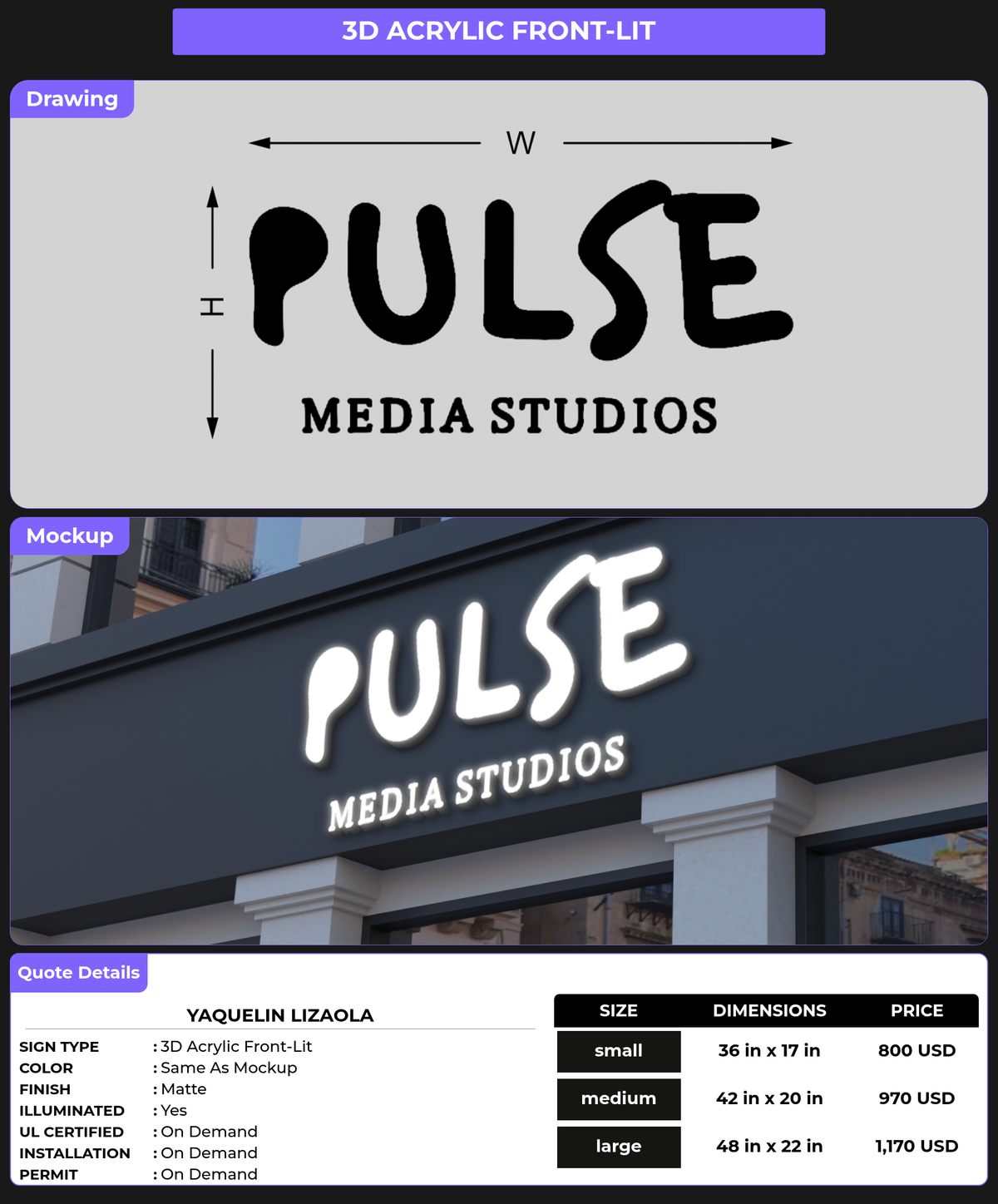 CUSTOM MOCKUP SIGN FOR YAQUELIN LIZAOLA