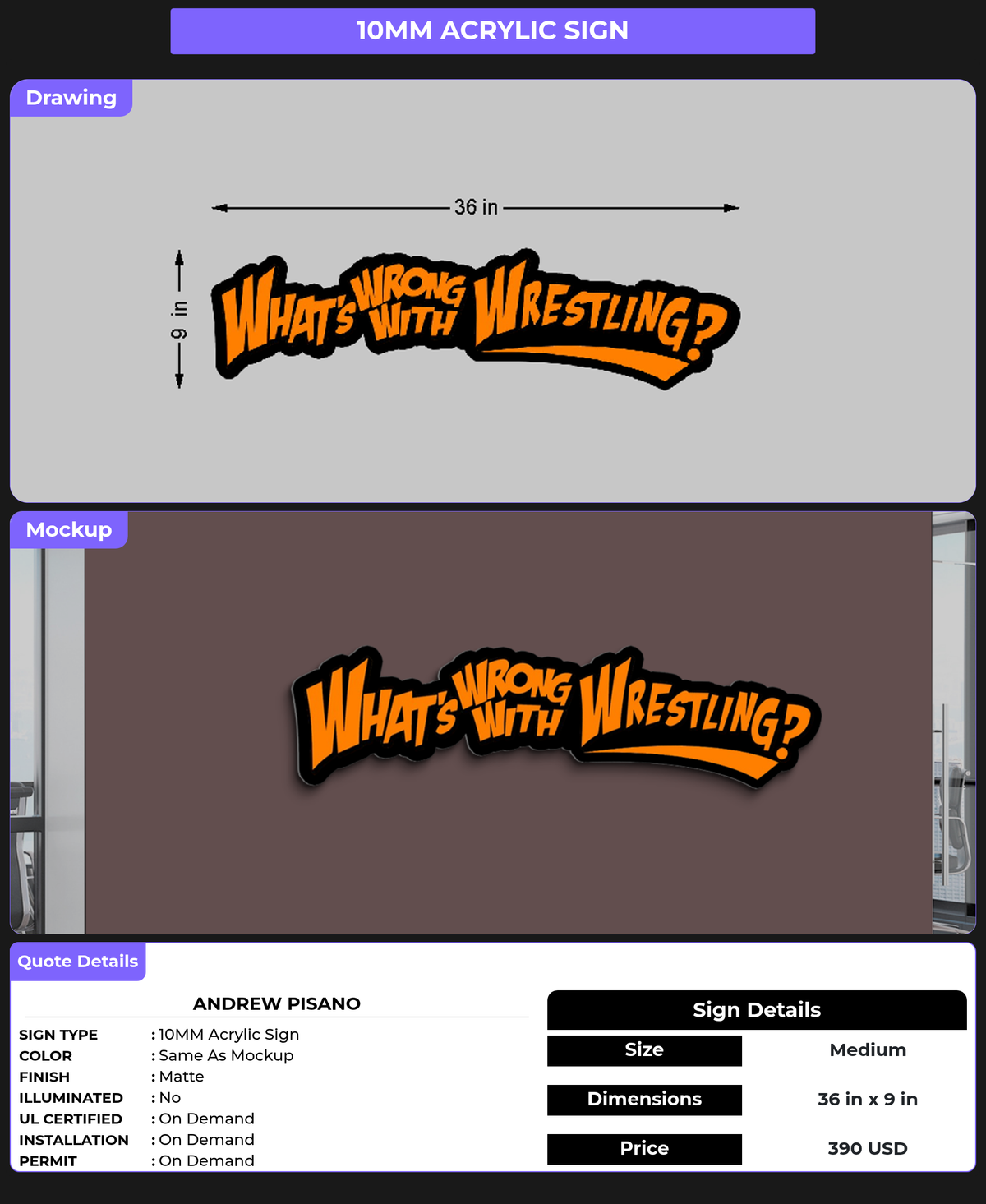 CUSTOM MOCKUP SIGN FOR ANDREW PISANO