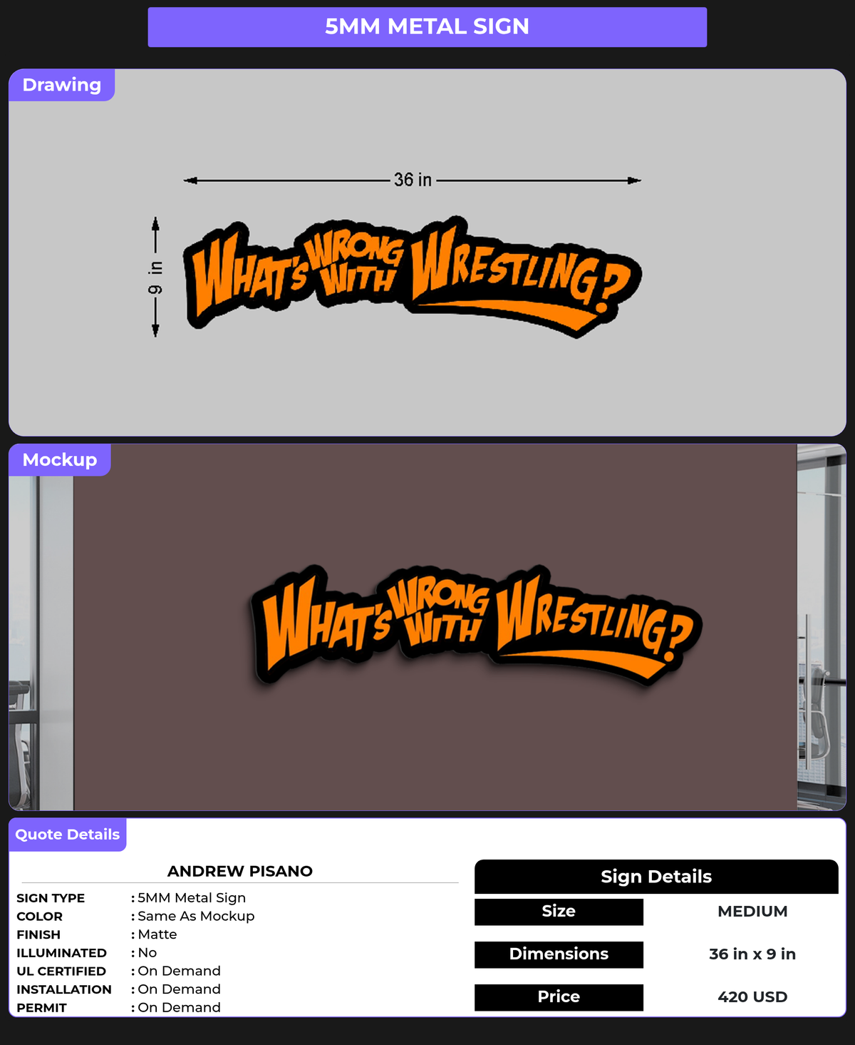 CUSTOM MOCKUP SIGN FOR ANDREW PISANO