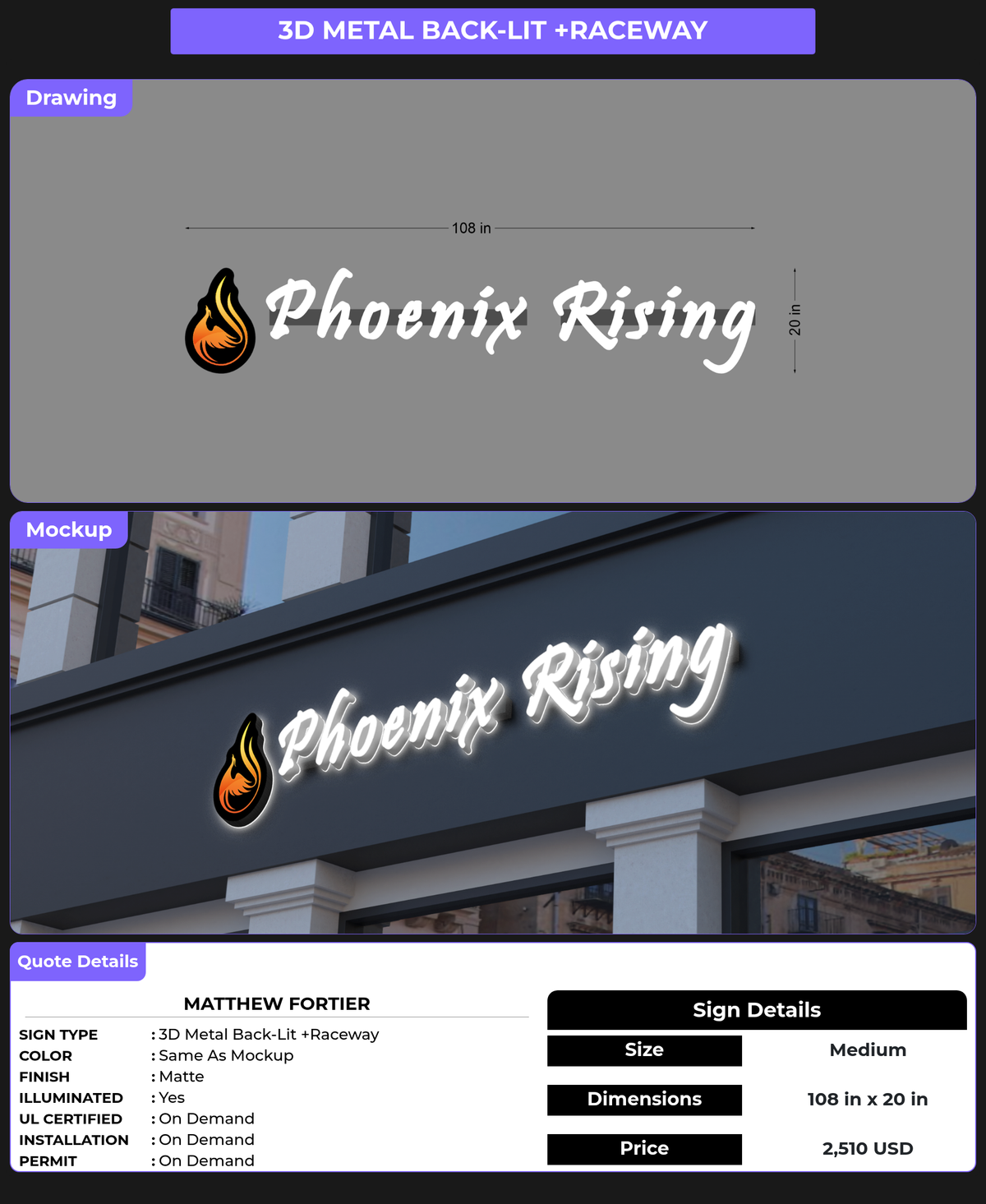 CUSTOM MOCKUP SIGN FOR Matthew Fortier