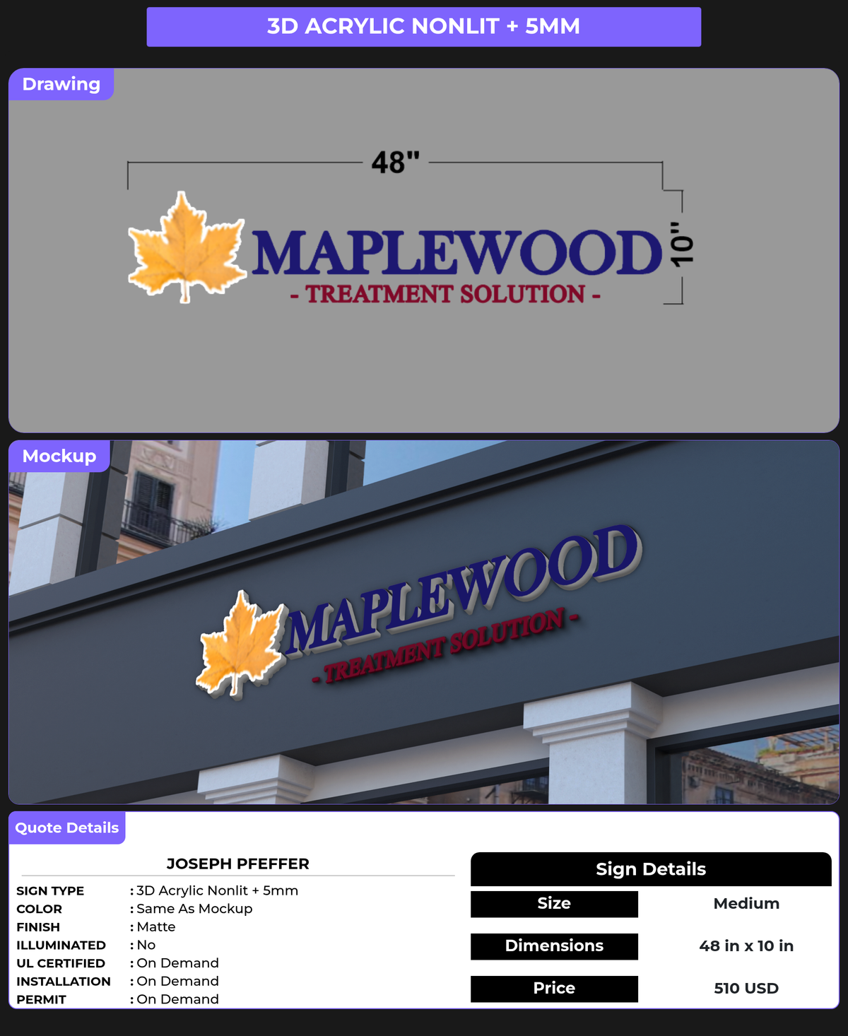 CUSTOM MOCKUP SIGN FOR Joseph Pfeffer