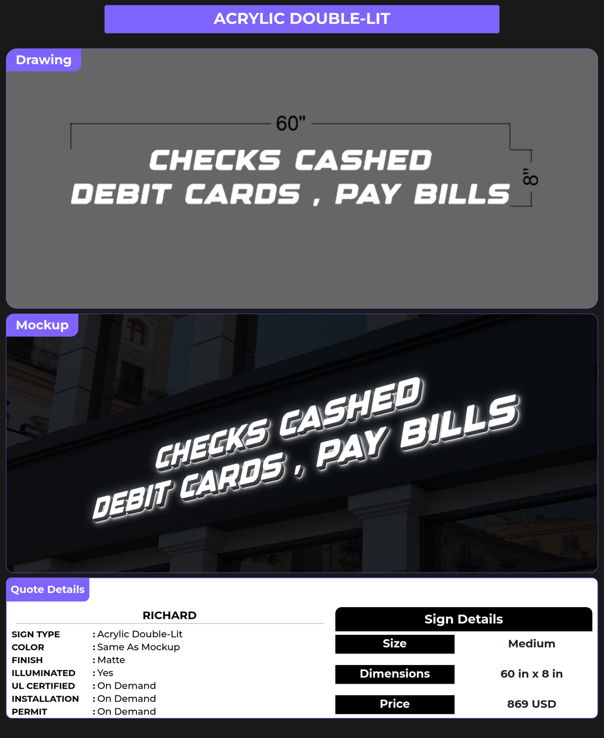 CUSTOM MOCKUP SIGN FOR Richard