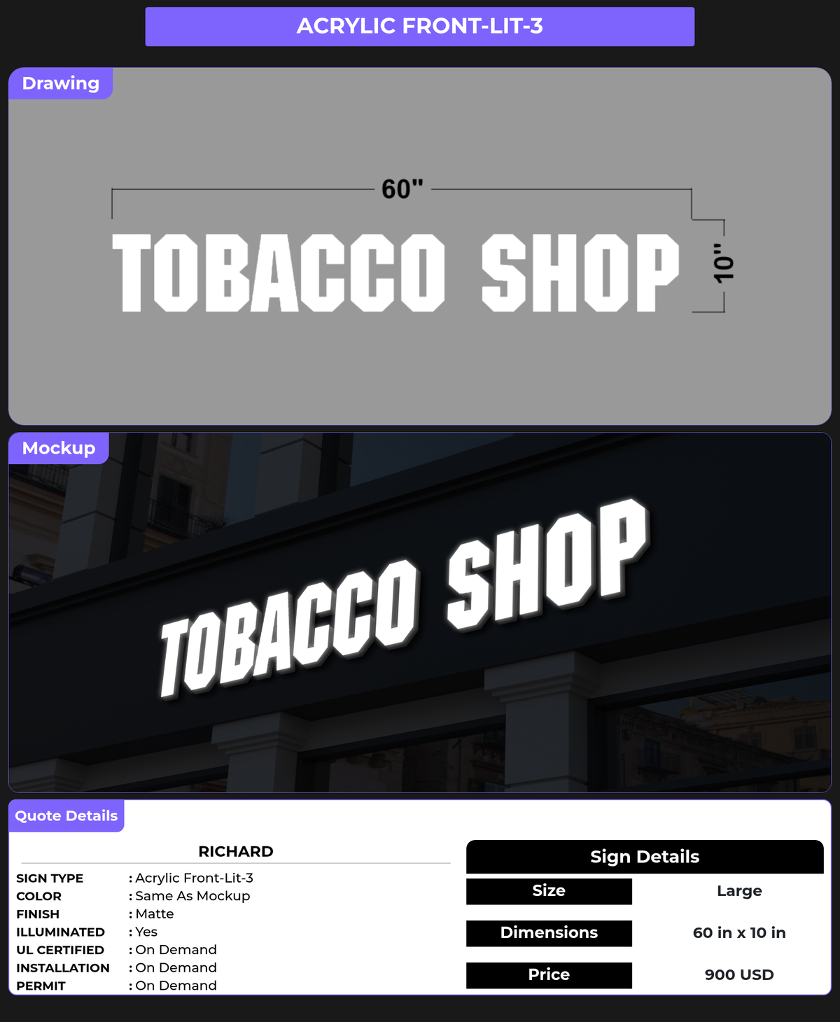 CUSTOM MOCKUP SIGN FOR Richard