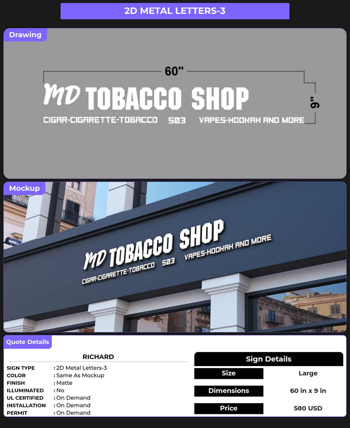 CUSTOM MOCKUP SIGN FOR Richard