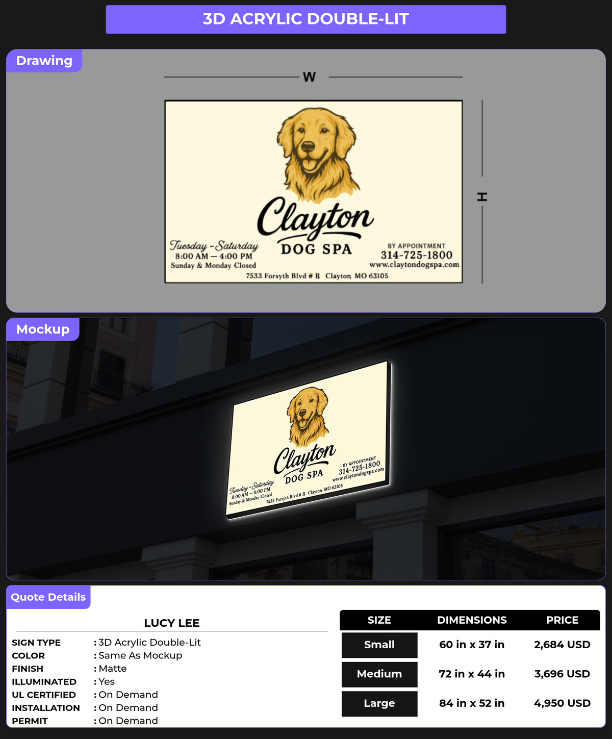 CUSTOM MOCKUP SIGN FOR Lucy  Lee