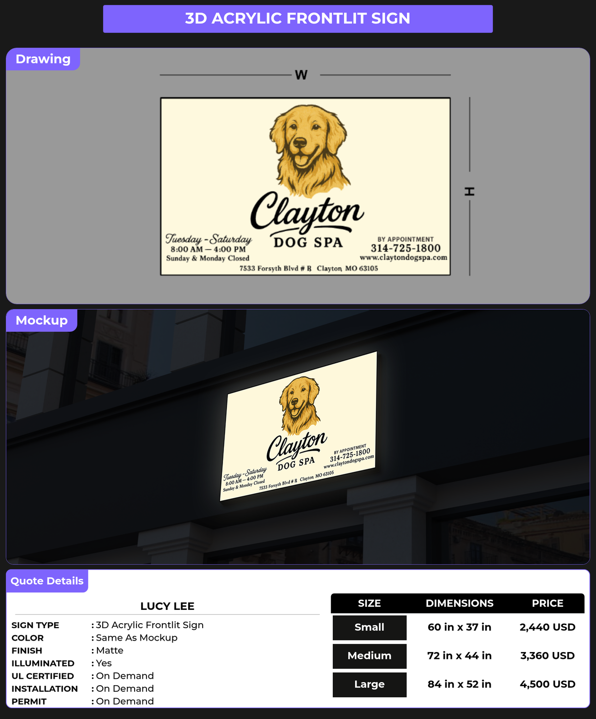 CUSTOM MOCKUP SIGN FOR Lucy  Lee