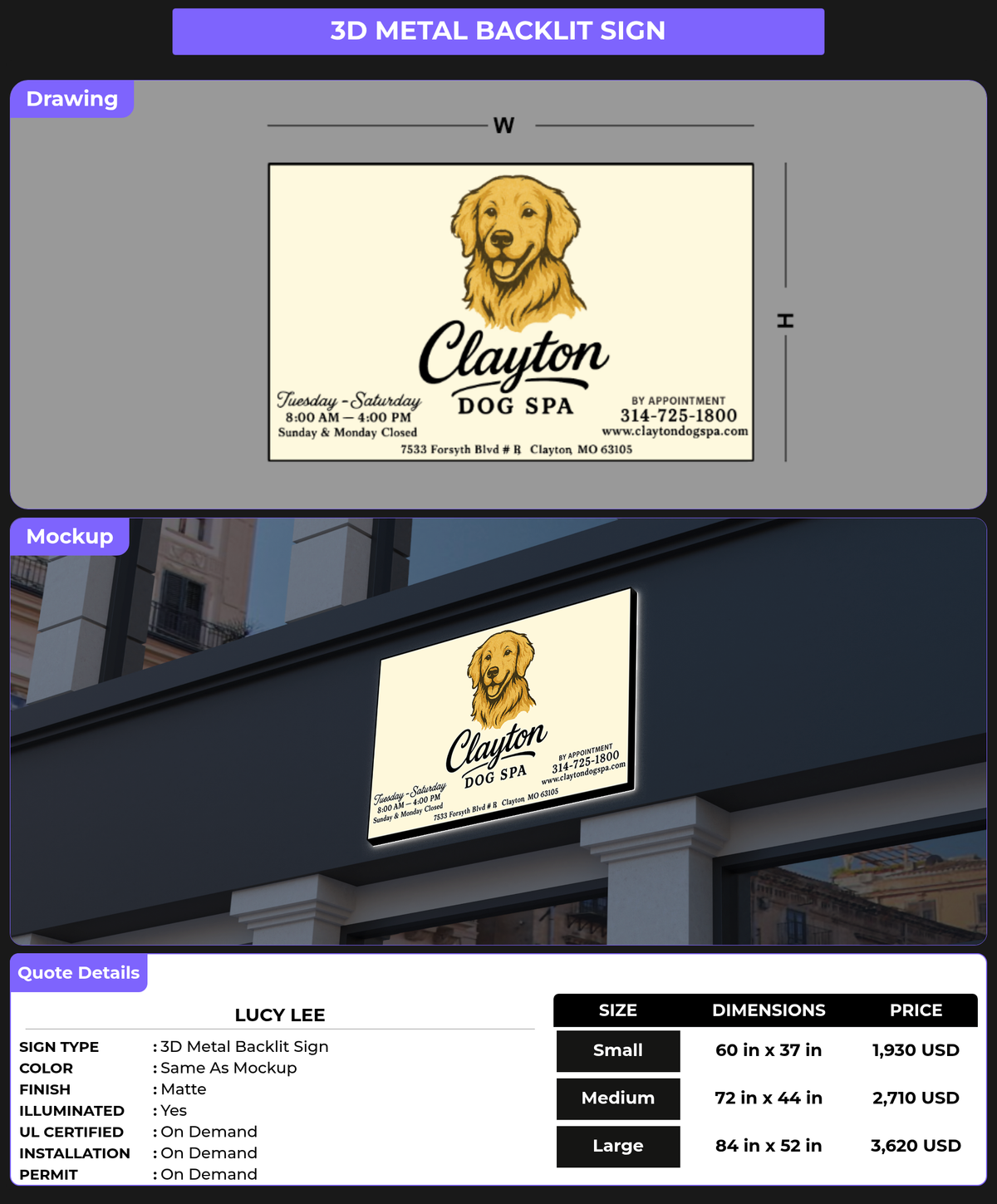 CUSTOM MOCKUP SIGN FOR Lucy  Lee