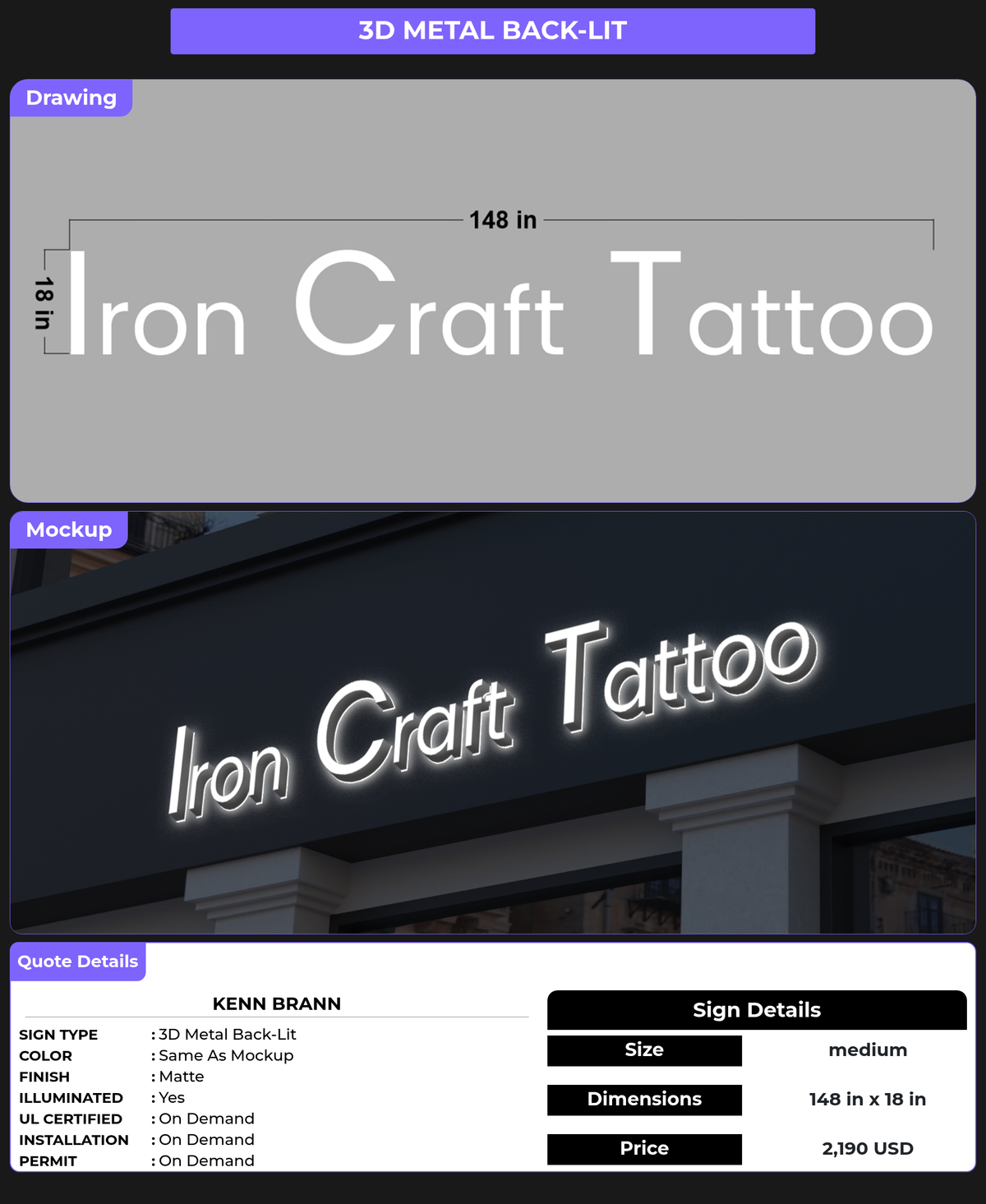 CUSTOM MOCKUP SIGN FOR Kenn  Brann