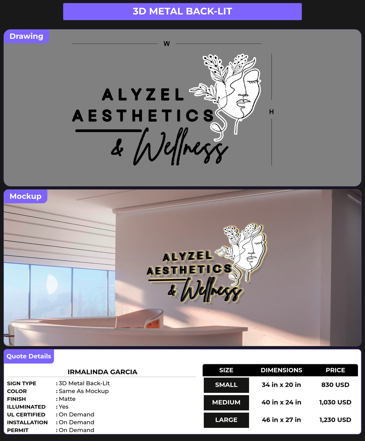 CUSTOM MOCKUP SIGN FOR Irmalinda Garcia