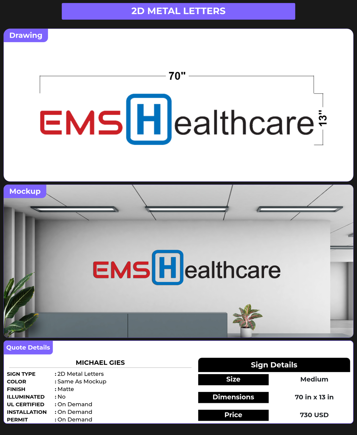 CUSTOM MOCKUP SIGN FOR Michael Gies