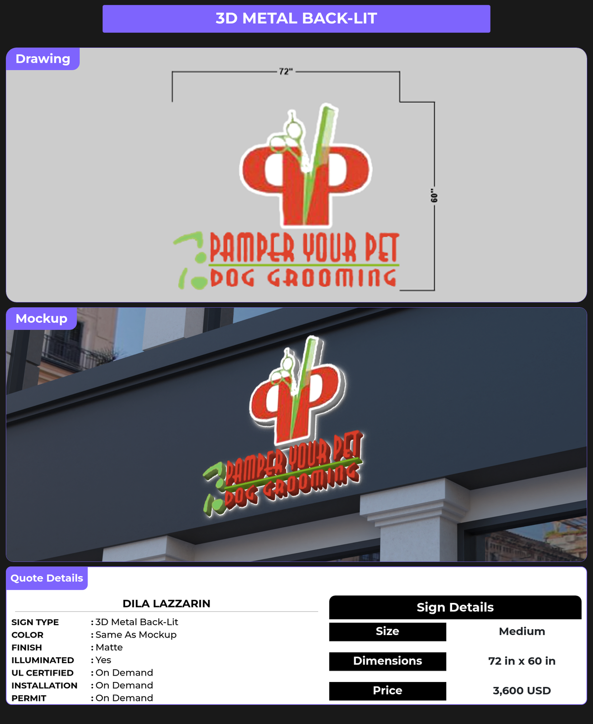 CUSTOM MOCKUP SIGN FOR Dila Lazzarin