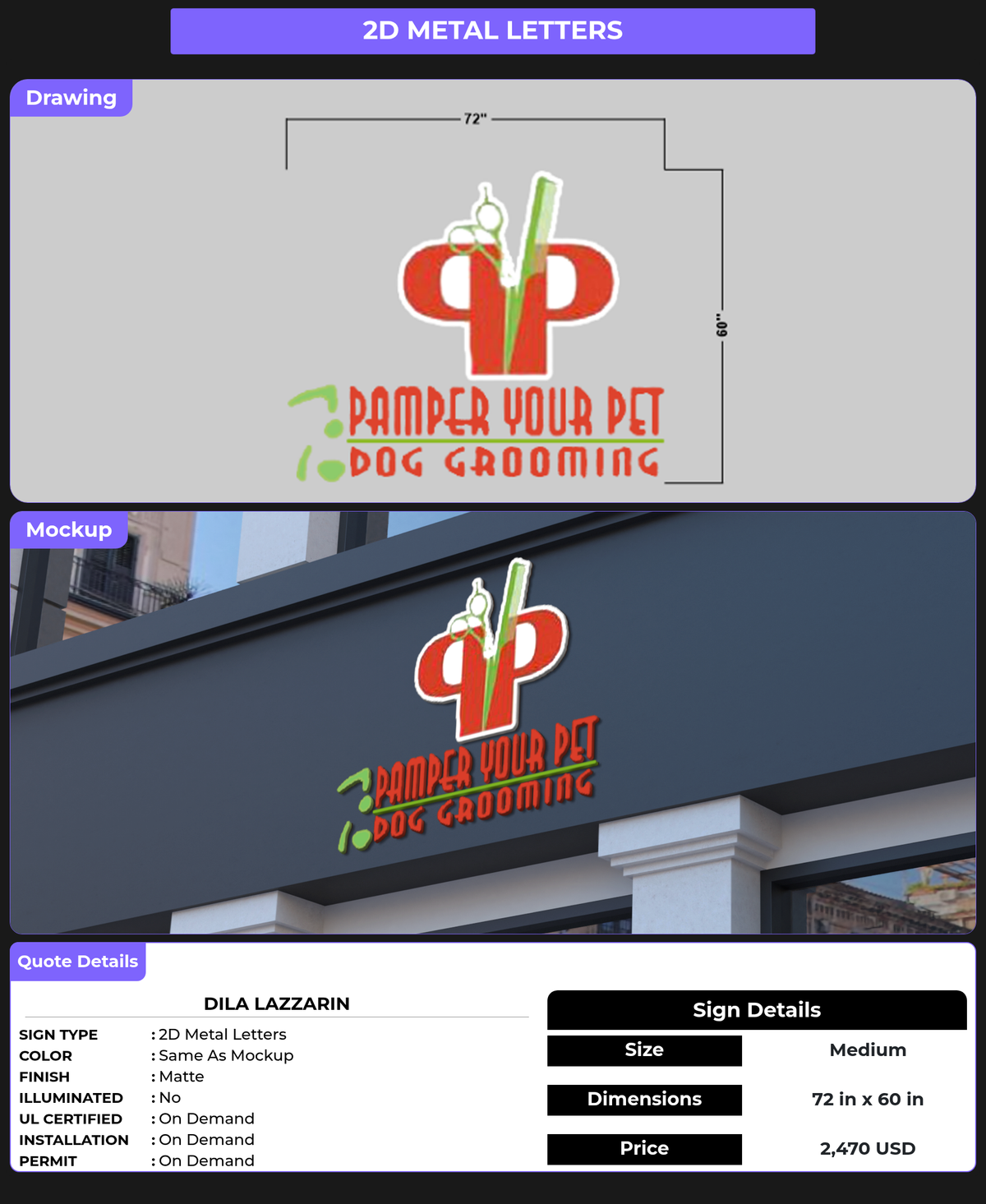 CUSTOM MOCKUP SIGN FOR Dila Lazzarin