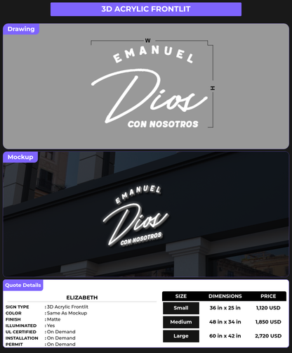 CUSTOM MOCKUP SIGN FOR Elizabeth