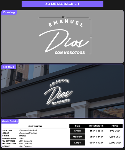 CUSTOM MOCKUP SIGN FOR Elizabeth