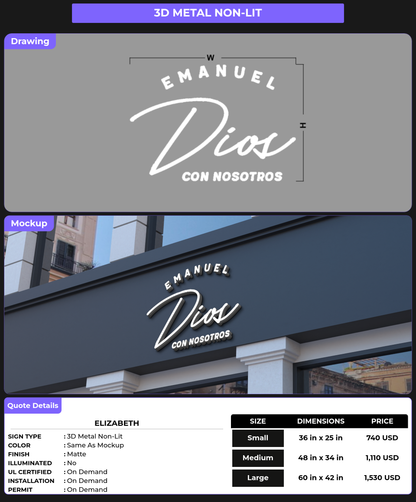 CUSTOM MOCKUP SIGN FOR Elizabeth