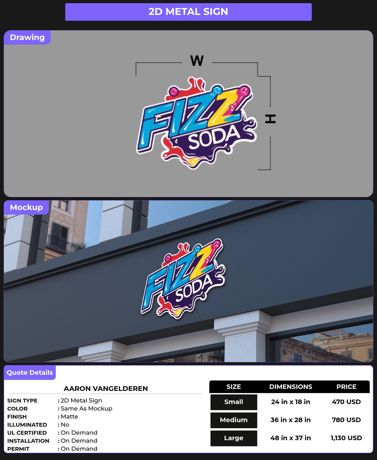 CUSTOM MOCKUP SIGN FOR Aaron Vangelderen