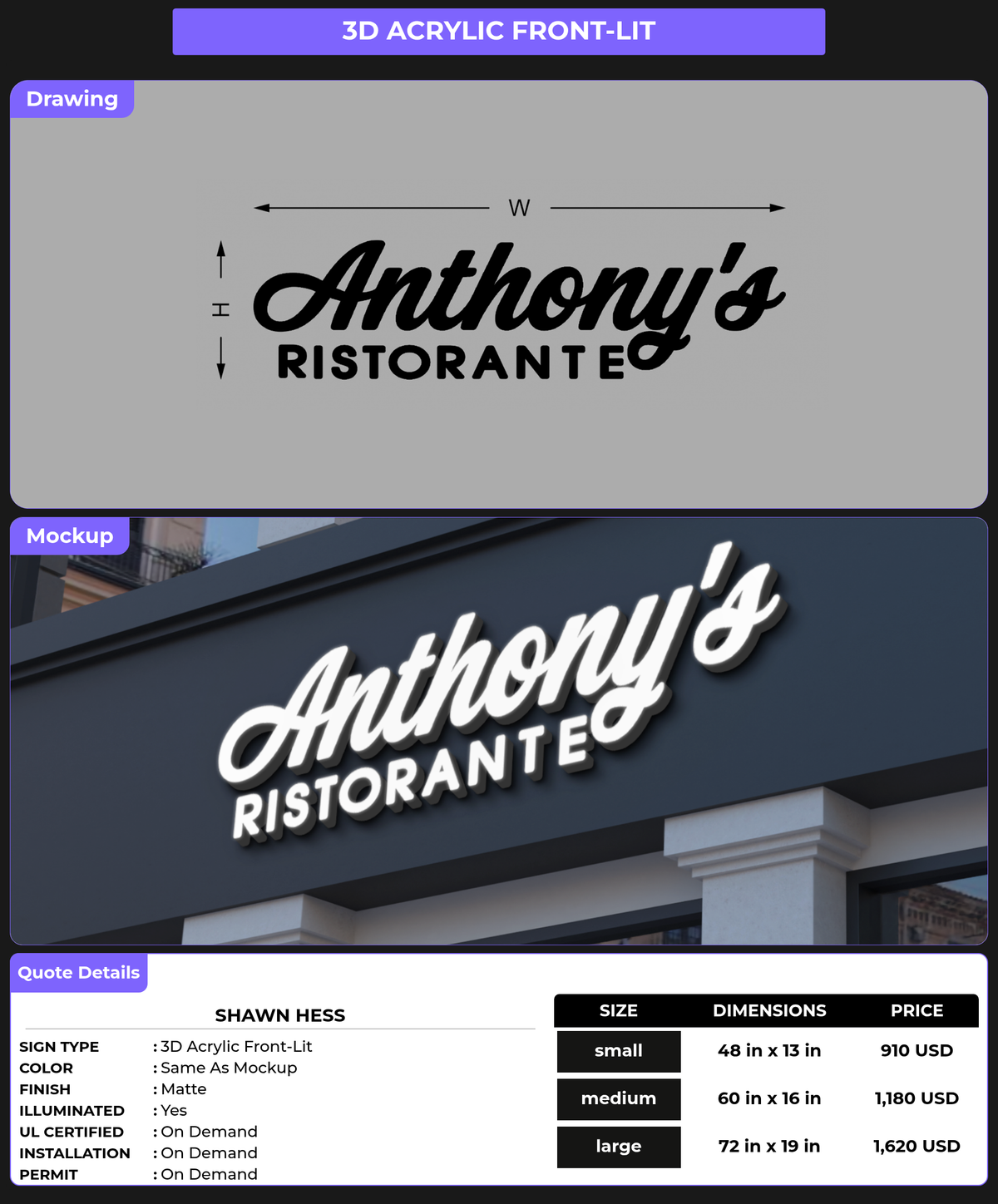 CUSTOM MOCKUP SIGN FOR Shawn Hess